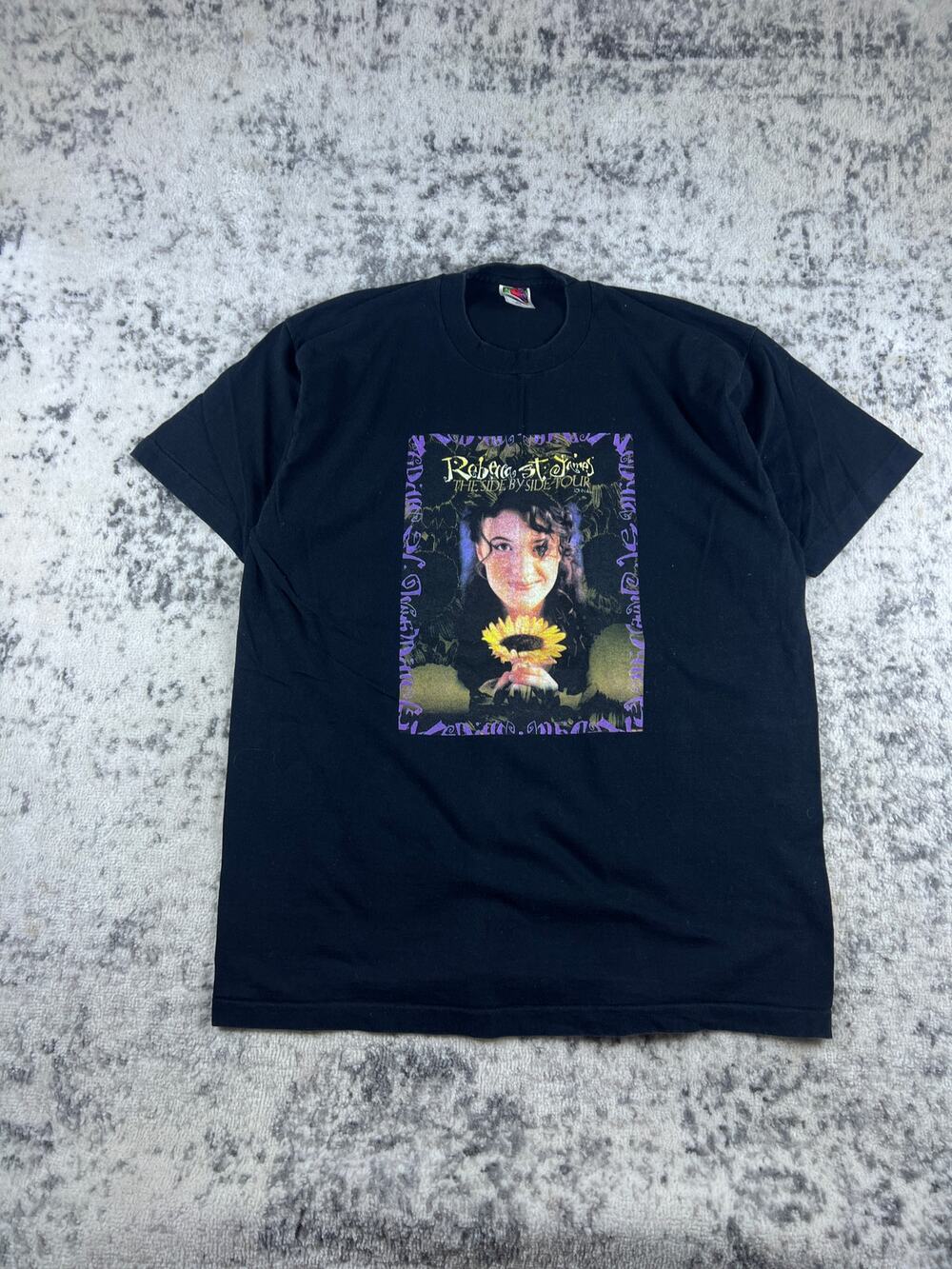 Vintage 90s Rebecca St James T-Shirt Mens XL Black Side By Side Tour Concert Tee